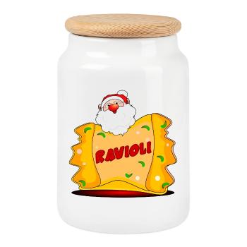Natale Ravioli - Keksdose mit Holzdeckel - Weiß - Vorne