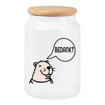 Capybara, danke - Keksdose mit Holzdeckel - Weiß - Vorne