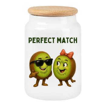 Kiwi Lovers Perfect Match - Cookie Jar with Wooden Lid - white - Front