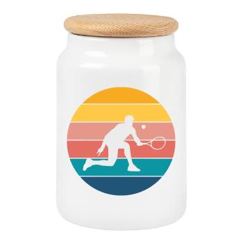 tennis - Boîte à biscuits avec couvercle en bois - blanc - Devant