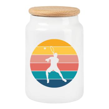 tennis - Boîte à biscuits avec couvercle en bois - blanc - Devant