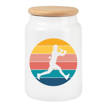 tennis - Boîte à biscuits avec couvercle en bois - blanc - Devant
