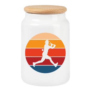 tennis - Boîte à biscuits avec couvercle en bois - blanc - Devant
