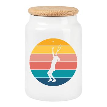 tennis - Boîte à biscuits avec couvercle en bois - blanc - Devant