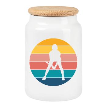 tennis - Boîte à biscuits avec couvercle en bois - blanc - Devant