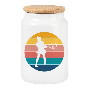 tennis - Boîte à biscuits avec couvercle en bois - blanc - Devant
