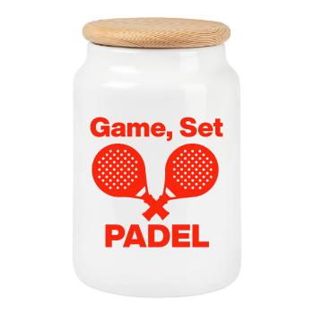 Game, Set, PADEL – Let's Smash! - Cookie Jar with Wooden Lid - white - Front
