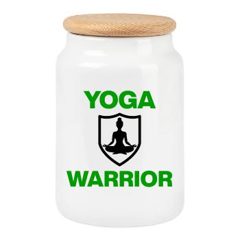 Guerrier du Yoga – Fort, calme, inarrêtable - Boîte à biscuits avec couvercle en bois - blanc - Devant