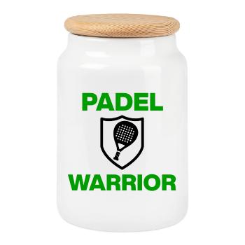 Padel Warrior – For Court Fighters and Padel Fans - Cookie Jar with Wooden Lid - white - Front