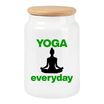Yoga tous les jours – Votre remise à zéro quotidienne pour Yogalove - Boîte à biscuits avec couvercle en bois - blanc - Devant
