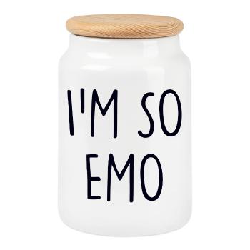 Emo - Cookie Jar with Wooden Lid - white - Front