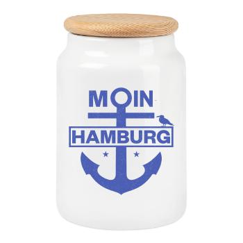 Moin Hamburg - Keksdose mit Holzdeckel - Weiß - Vorne
