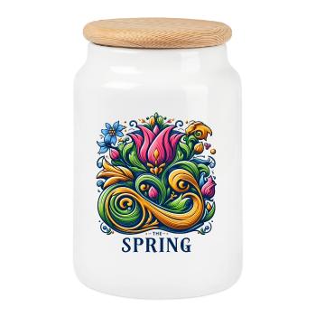 Frühling Logo - Keksdose mit Holzdeckel - Weiß - Vorne