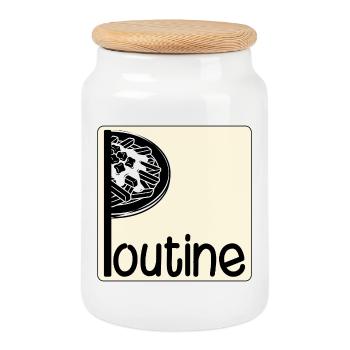 Canada Canadian Dish Poutine - Cookie Jar with Wooden Lid - white - Front