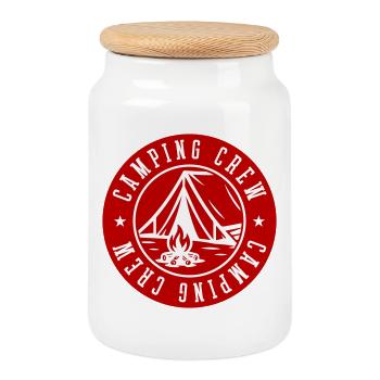Camping Crew Zelt Outdoor - Keksdose mit Holzdeckel - Weiß - Vorne