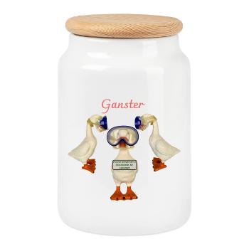 Ganster Goose arrêté - Boîte à biscuits avec couvercle en bois - blanc - Devant