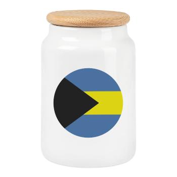 Drapeau rond des Bahamas - Boîte à biscuits avec couvercle en bois - blanc - Devant