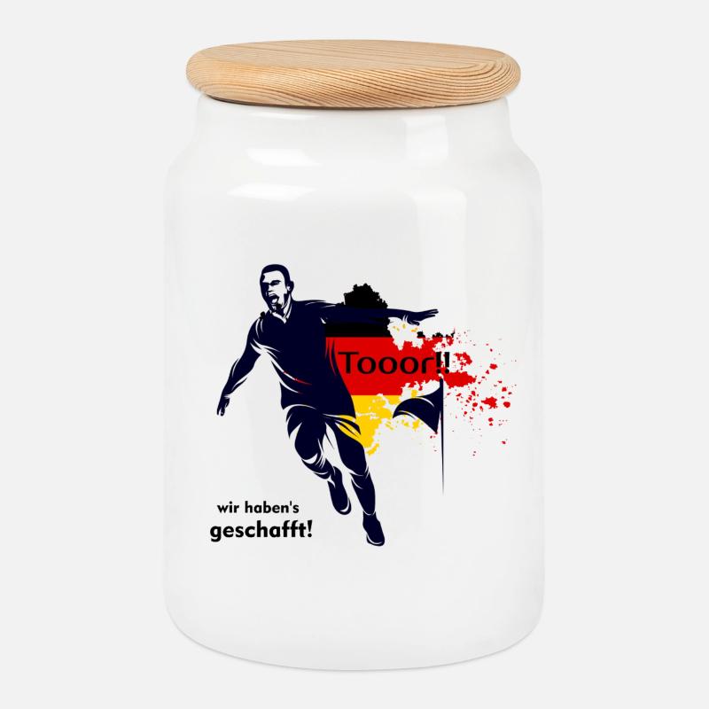Fussball - Keksdose mit Holzdeckel - Weiß