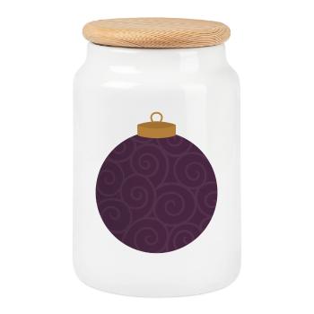 Wirbellila Ornament - Keksdose mit Holzdeckel - Weiß - Vorne