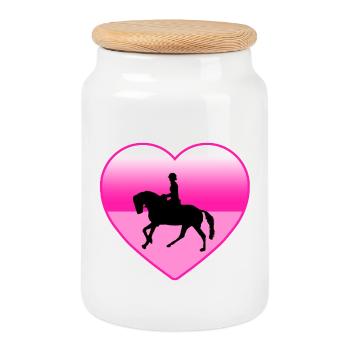 Chevaux - Boîte à biscuits avec couvercle en bois - blanc - Devant
