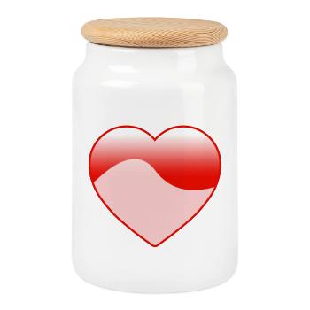 Love - Cookie Jar with Wooden Lid - white - Front