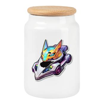 Neon Racing Helmet Dragon Style - Cookie Jar with Wooden Lid - white - Front