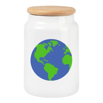 Planet Earth - Cookie Jar with Wooden Lid - white - Front
