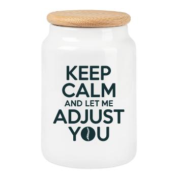 Chiropracteur : Reste calme et laisse-moi m’adapter - Boîte à biscuits avec couvercle en bois - blanc - Devant