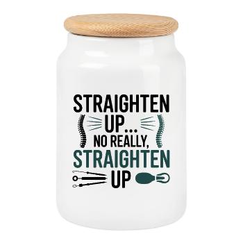 Chiropractor Straighten Up Professional Spine - Cookie Jar with Wooden Lid - white - Front