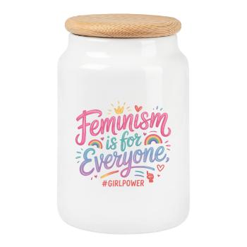 Feminism is for Everyone - Feminism T-Shirt - Cookie Jar with Wooden Lid - white - Front
