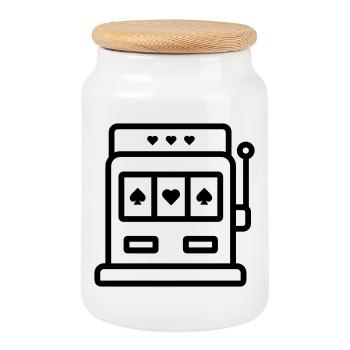 casino machine à sous  - Boîte à biscuits avec couvercle en bois - blanc - Devant