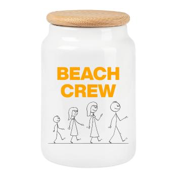 Beach Crew, Family Holiday Vibes - Cookie Jar with Wooden Lid - white - Front