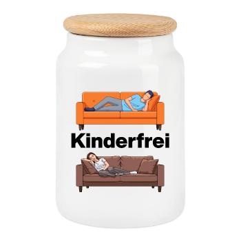 Child-free – sofa, peace, happiness for parents - Cookie Jar with Wooden Lid - white - Front