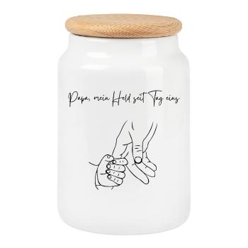 Dad my hero since day one - Cookie Jar with Wooden Lid - white - Front