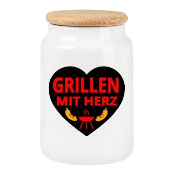 Griller - Boîte à biscuits avec couvercle en bois - blanc - Devant