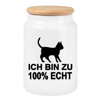Chat - Boîte à biscuits avec couvercle en bois - blanc - Devant