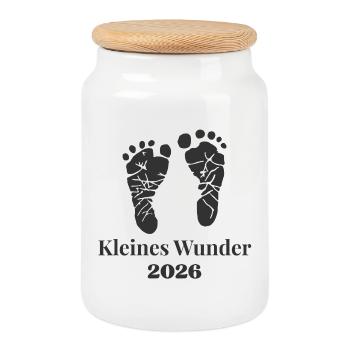 Petit Miracle 2026 – L’amour depuis le début - Boîte à biscuits avec couvercle en bois - blanc - Devant