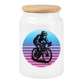 Conception de vélo de route compact pour vélo de route - Boîte à biscuits avec couvercle en bois - blanc - Devant