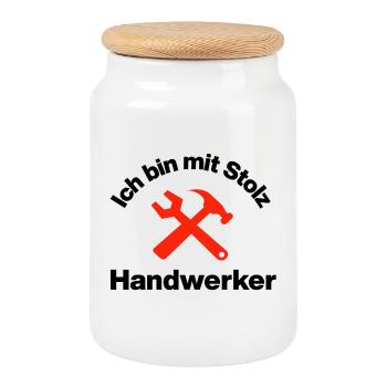 Je suis fier d'être un artisan, un artisan, un chantier de construction - Boîte à biscuits avec couvercle en bois - blanc - Devant