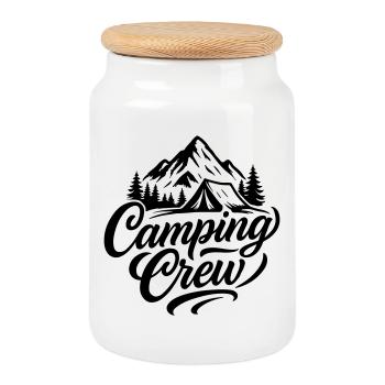 Camping Crew Zelt Berge - Keksdose mit Holzdeckel - Weiß - Vorne