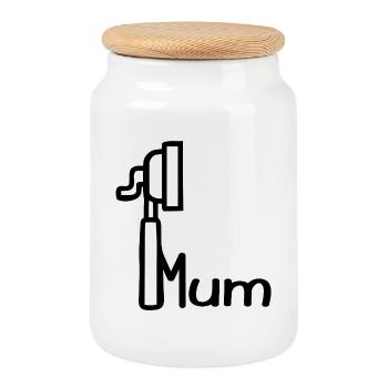 Portafilter Coffee Espresso Mum - Cookie Jar with Wooden Lid - white - Front