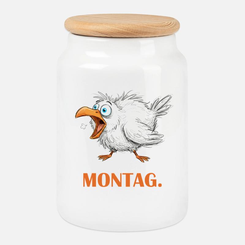 Montagsalarm Möwe - Monday Morning Seagull - Keksdose mit Holzdeckel - Weiß