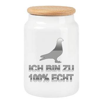 Tauben - Keksdose mit Holzdeckel - Weiß - Vorne