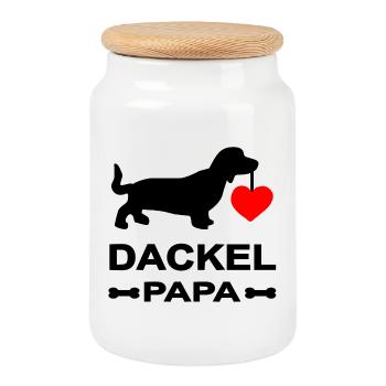 Teckel - Boîte à biscuits avec couvercle en bois - blanc - Devant