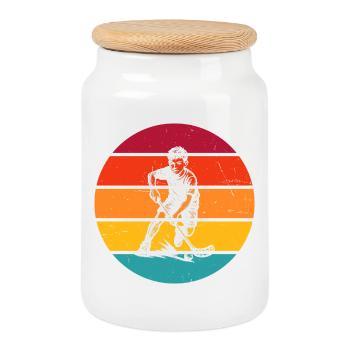 Motif classique du floorball - Boîte à biscuits avec couvercle en bois - blanc - Devant