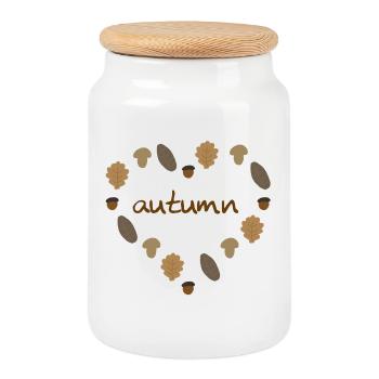 Amour d’automne - Boîte à biscuits avec couvercle en bois - blanc - Devant