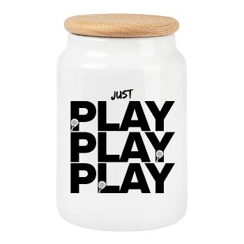 Jouez au padel, dominez-le pour toujours, le sport du padel - Boîte à biscuits avec couvercle en bois - blanc - Devant