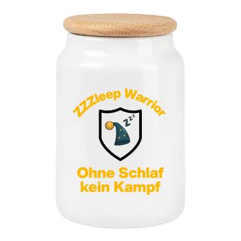 Guerrier du sommeil ZZZleep, pas de sommeil, pas de combat - Boîte à biscuits avec couvercle en bois - blanc - Devant