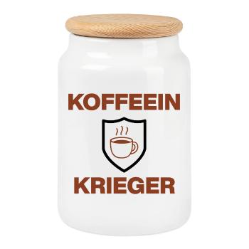 Caffeine warrior, ready for any battle on the job - Cookie Jar with Wooden Lid - white - Front