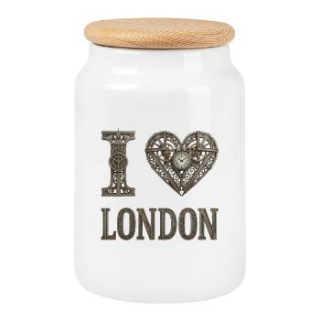 London – Urban character - Cookie Jar with Wooden Lid - white - Front